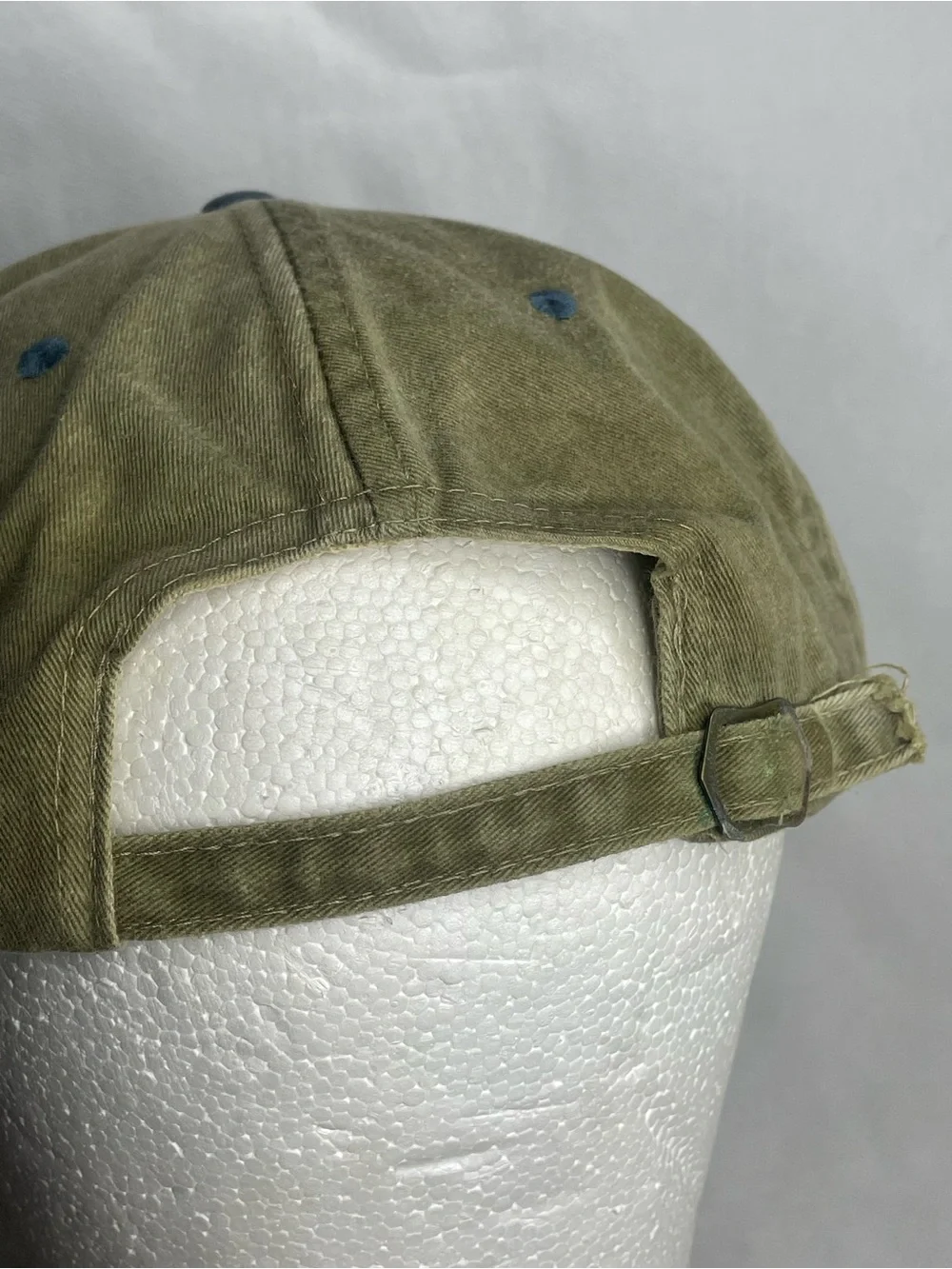VTG NASA Insignia Embroidered Cotton Cap Plastic Lines Adjustable Snap Olive Hat